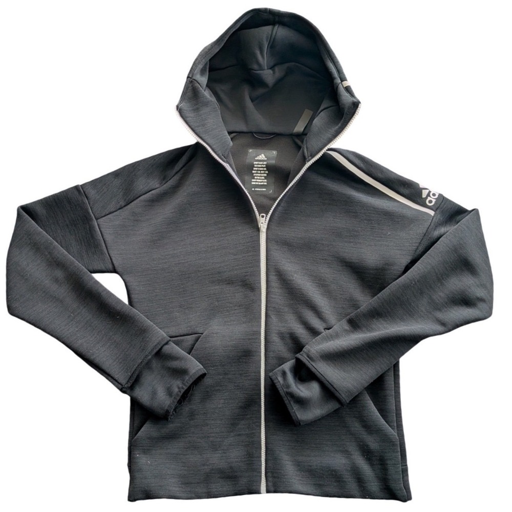 Adidas ZNE Fast Release Dark Gray Full Zip Hoodie Thumbhole Sweatshirt Men SMALL